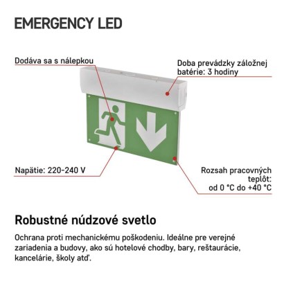 LED Núdzové svietidlo CESSI 3W 3H MT