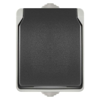 Wandsteckdose grau-schwarz, IP44