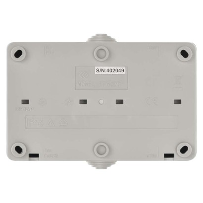 Wandsteckdose, doppelt, grau-schwarz, IP44