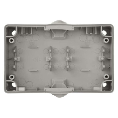 Wandsteckdose, doppelt, grau-schwarz, IP44