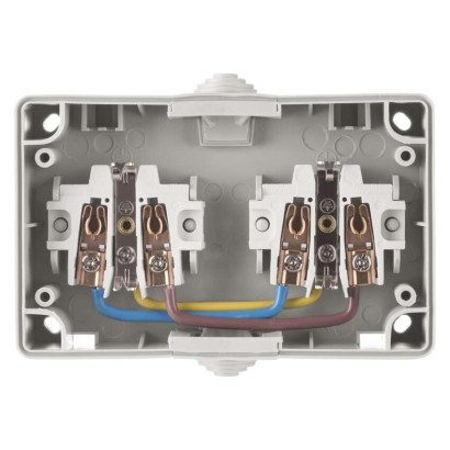 Wandsteckdose, doppelt, grau-schwarz, IP44