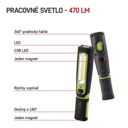 CREE LED + COB LED nabíj. svietidlo P4532, 470 lm, 1800 mAh