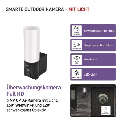 GoSmart Rotierende Outdoor IP Kamera mit WiFi und Licht IP-310 TORCH, schwarz