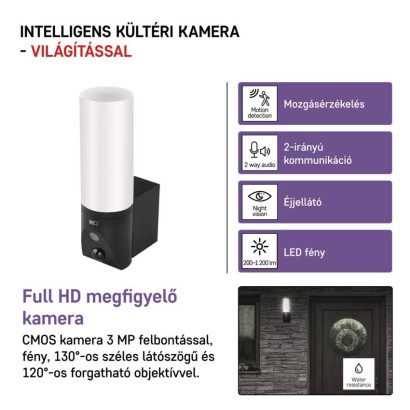 GoSmart Wifis kültéri forgatható kamera IP-310 TORCH világítással, fekete