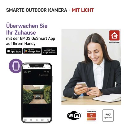 GoSmart Rotierende Outdoor IP Kamera mit WiFi und Licht IP-310 TORCH, schwarz