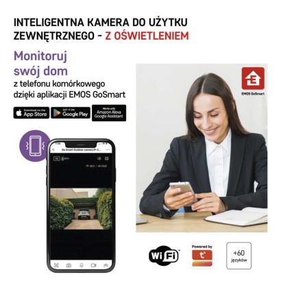 GoSmart Zewnętrzna kamera obrotowa IP-310 TORCH z WiFi i lampą, czarna
