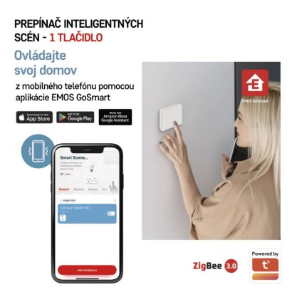 GoSmart Prenosný ovládač scén IP-2001ZW, ZigBee 3.0, 1-tlačidlový
