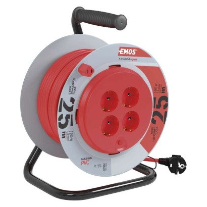 Kábeldob 25 m / 4 aljzat / fekete / PVC / 230 V / 1,5 mm2