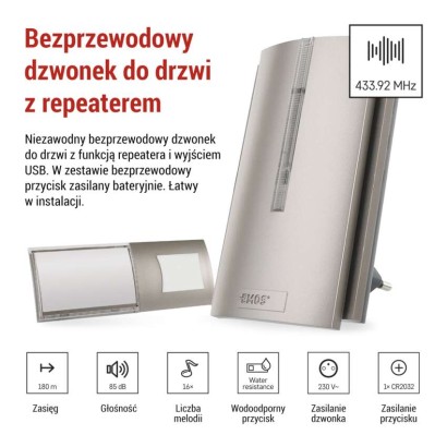 Dzwonek bezprzewodowy do drzwi P5760N, repeater