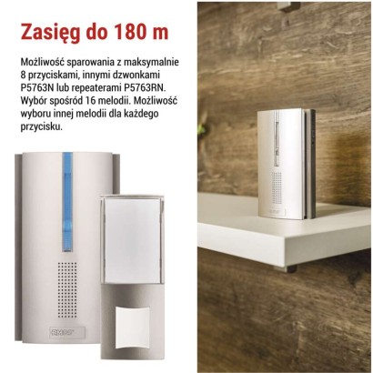 Bezprzewodowy wzmacniacz sygnału do dzwonków P5760N i P5763N, 3× AA