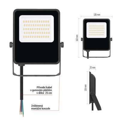 LED reflektor VISIO, 30 W, černý, neutrální bílá