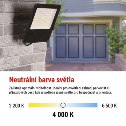 LED reflektor VISIO, 100 W, černý, neutrální bílá