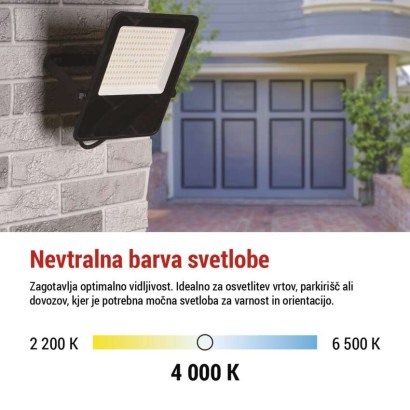 LED reflektor VISIO 100 W nevtralna bela črni