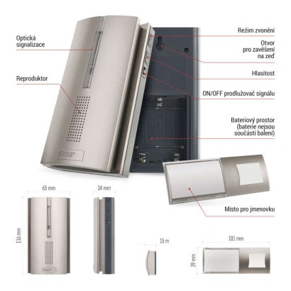 Domovní bezdrátový zvonek P5763N na 3× AA, s možností prodloužení signálu
