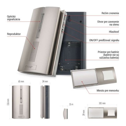 Domový bezdrôtový zvonček P5763N na 3× AA, možnosť predĺženia signálu