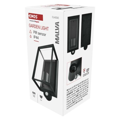 Vrtna stenska svetilka MALVA s PIR senzorjem,  13 x 12,5 x 28 cm, 1 x E27, 15 W