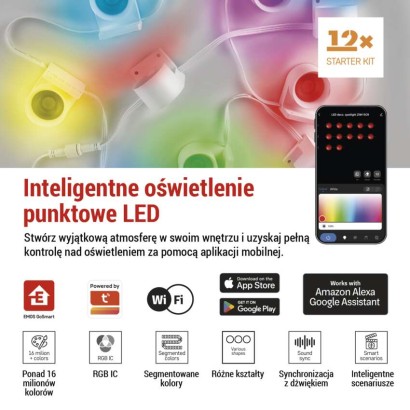 GoSmart Oświetlenie punktowe LED RGB IC + CCT, 255 cm, 12 części, 7 W, ściemnialne, WiFi
