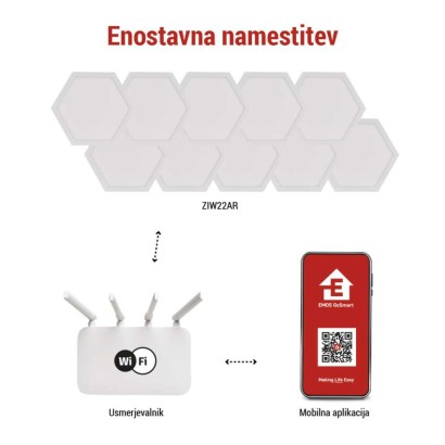GoSmart LED svetilka Hexagon, začet.kom.10 delov, 19 W, RGBIC z možnostjo zatemnitve, WiFi