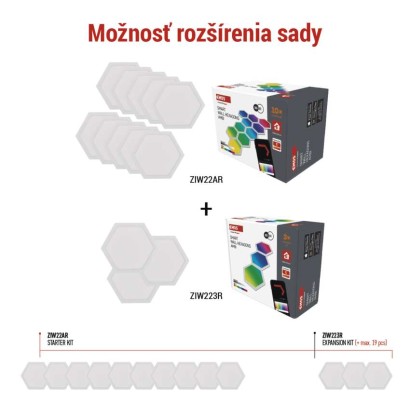 GoSmart LED svietidlo Hexagon, štartovací sada, 10 dielov, 19 W, RGBIC stmievateľné, WiFi