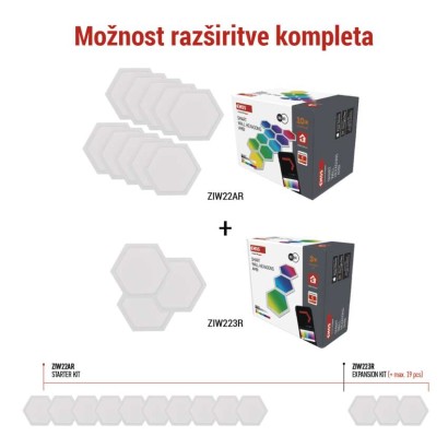 GoSmart LED svetilka Hexagon, začet.kom.10 delov, 19 W, RGBIC z možnostjo zatemnitve, WiFi