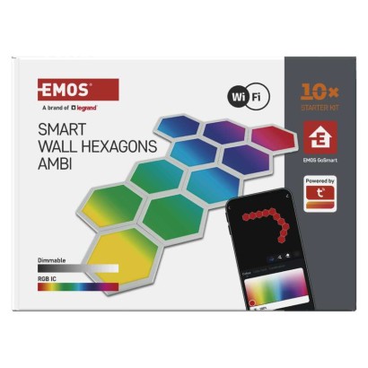 GoSmart LED svítidlo Hexagon, startovací sada, 10 dílů, 19 W, RGBIC stmívatelné, WiFi
