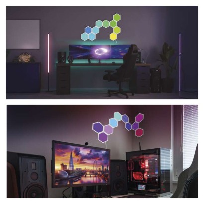 GoSmart LED svítidlo Hexagon, startovací sada, 10 dílů, 19 W, RGBIC stmívatelné, WiFi