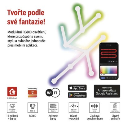 GoSmart LED svítidlo Lines bílé, 9 dílů, 34 W, RGBIC stmívatelné, WiFi