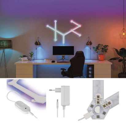 GoSmart Oprawa LED Lines biała, 9 części, 34 W, RGB, ściemnialna, WiFi