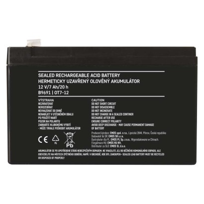 Bezúdržbový olovený akumulátor 12 V/7 Ah, faston 4,7 mm