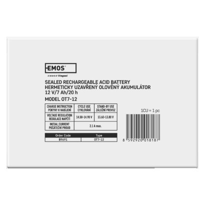 Bezúdržbový olovený akumulátor 12 V/7 Ah, faston 4,7 mm