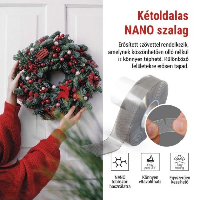  Kétoldalas NANOGRID szalag 19 mm / 3 m, átlátszó