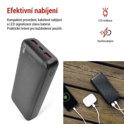 Powerbanka EMOS AlphaQ3, 20 000 mAh, 22,5 W, černá