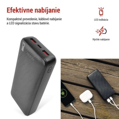 Power bank EMOS AlphaQ3, 20 000 mAh, 22,5 W, čierny