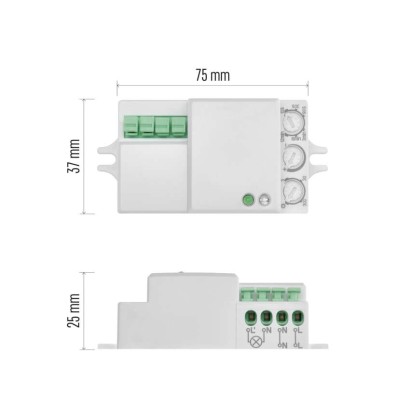 Mikrovlnný senzor (pohybové čidlo) IP20 1200W, biely