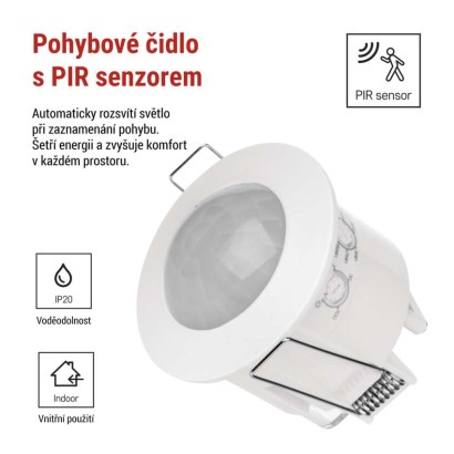 PIR senzor (pohybové čidlo) IP20 1200W, bílý