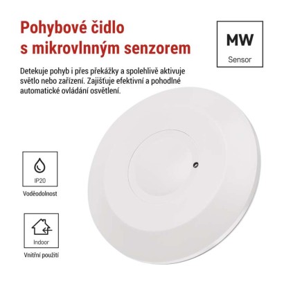 Mikrovlnný senzor (pohybové čidlo) IP20 2000W, bílý