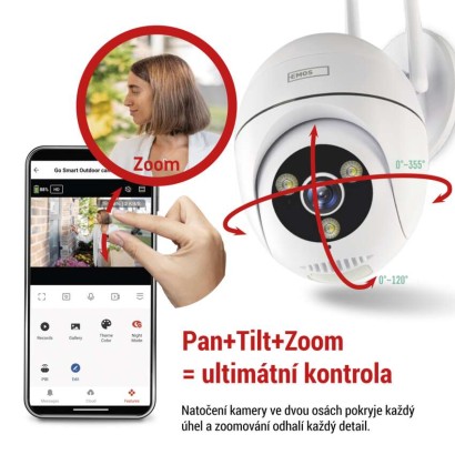 GoSmart Venkovní otočná kamera IP-800 WASP s WiFi, bílá