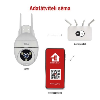 GoSmart Wifis kültéri forgatható kamera IP-800 WASP, fehér