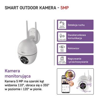 GoSmart Kamera zewnętrzna obrotowa IP-800 WASP z WiFi, biała
