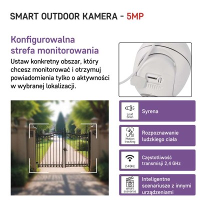 GoSmart Kamera zewnętrzna obrotowa IP-800 WASP z WiFi, biała