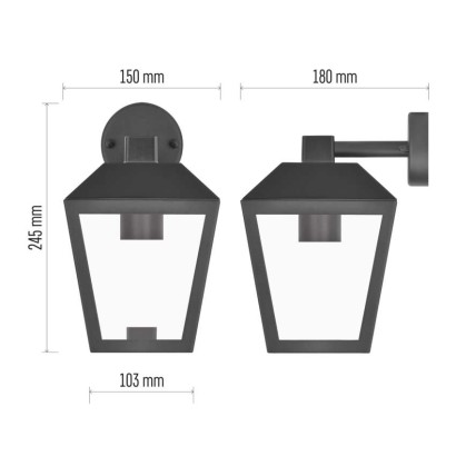 Záhradné nástenné svietidlo ADENIA, 18 x 15 x 24,5 cm, 1 x E27, 15 W