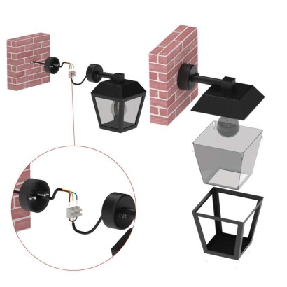 Záhradné nástenné svietidlo ADENIA, 18 x 15 x 24,5 cm, 1 x E27, 15 W