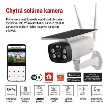 GoSmart Vonkajšia batériová kamera IP-600 EYE s WiFi a solárnym panelom