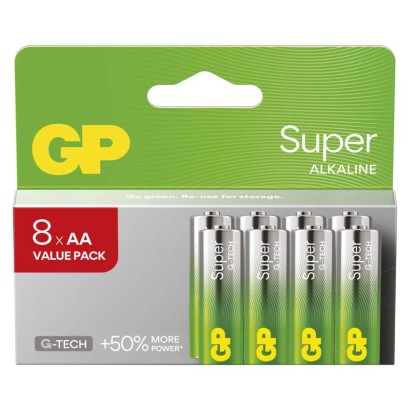 Alkalická baterie GP Super AA (LR6), 8 ks