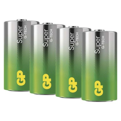 Alkalická batéria GP Super LR14 (C), 4 ks fólia