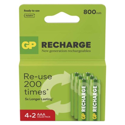 GP akumulatorek Recharge 800 AAA (HR03) 6 szt.