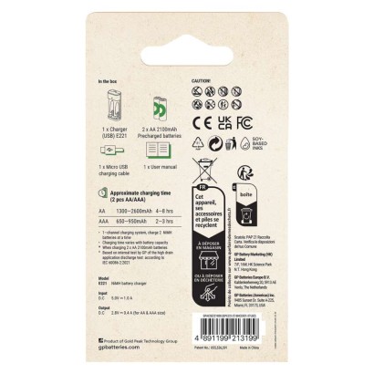 GP Akkumulátor töltő Eco E221+2xAA ReCyko 2100mAh