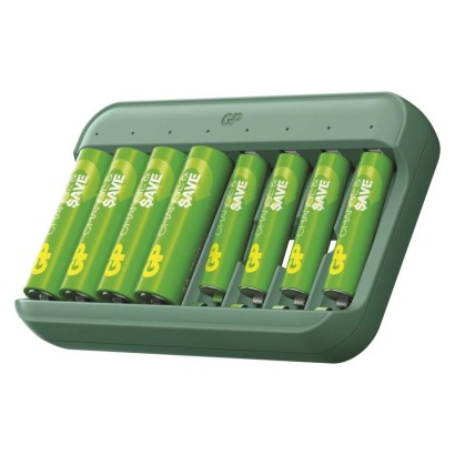 GP Akkumulátor töltő Charge & save E822 + 4×AA 1300 mAh + 4×AAA 650 mAh
