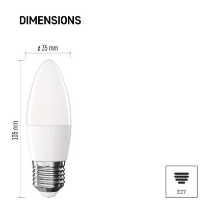 LED izzó Classic gyertya / E27 / 2,6 W (32 W) / 350 lm / természetes fehér