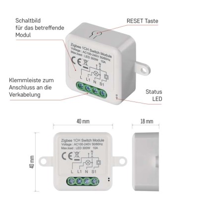 GoSmart Schaltermodul IP-2101SZ, ZigBee, 1-Kanal